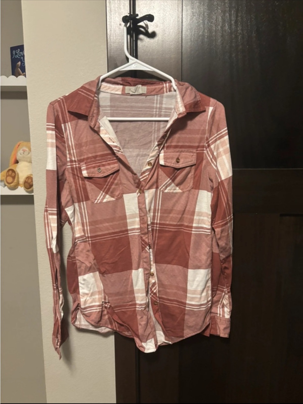 Passport Plaid Button-Down Shirt in Dusty Rose and White